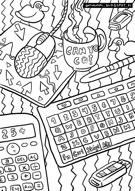 Data visualization achieves its significance today due to information technology: OPTIMIMMI | A free coloring page of a computer mouse, keyboard, calculator and so on / Ilmai ...