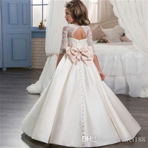 Wedding Dresses For Little Girls 2017 Pentelei Cheap With Short Sleeves