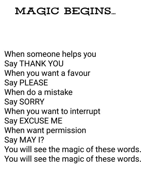 Poem For Grade 1 To Know The Magic Words 😍 Magic Words Daily Quotes