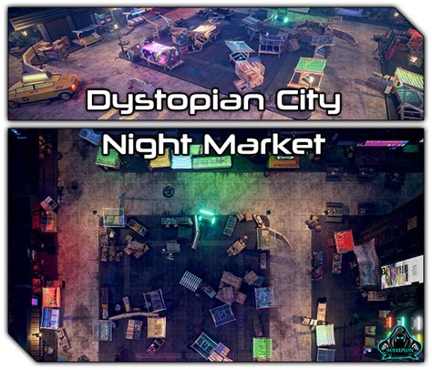 Dystopian City Night Market 1080p Cyberpunk Animated Battle Map