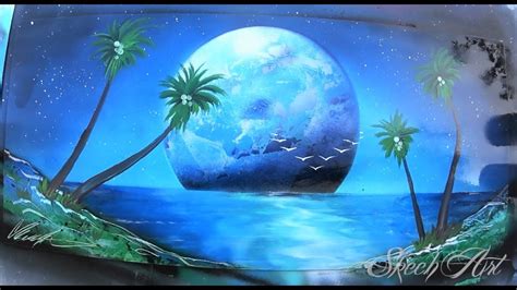 Painting Moon Over Water Spray Paint Art Spray Paint Art Collectibles Etna Com Pe