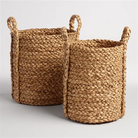 Natural Hyacinth Braided Cameron Tote Baskets Natural Fiber Small