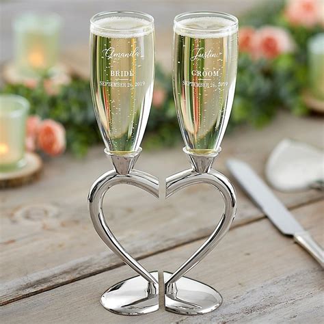 Connected Hearts Wedding Flutes Set Of 2 Bed Bath Beyond
