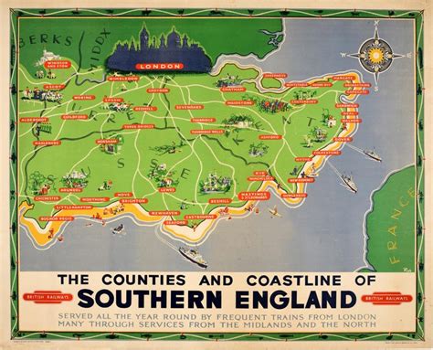 England map with counties photo gallery. Rob - Original Vintage British Railways Poster Map ...