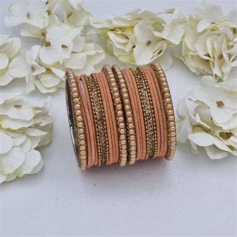 Velvet And Gold Plated Indian Asian Bangle Set Chooriyan Etsy Uk Thread Bangles Design Silk
