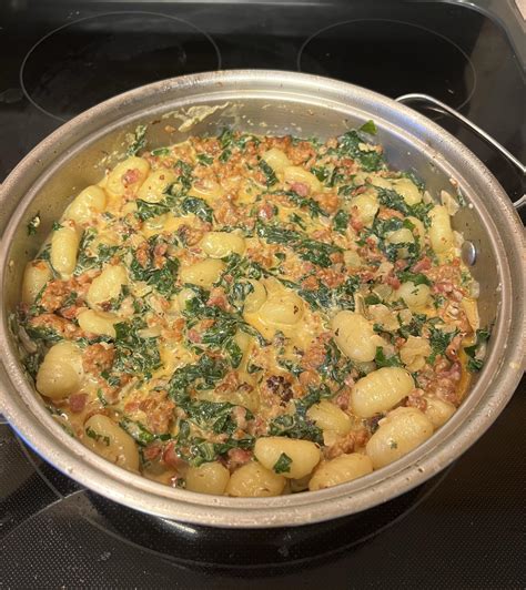 One Skillet Creamy Gnocchi With Italian Sausage Kale Cook Plate Fork