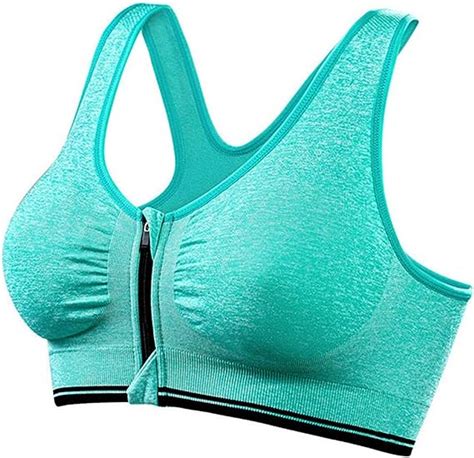 Women Front Zipper Push Up Sports Brasplus Size Xl Padded Wirefree Breathable Sports Tops