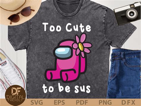 too cute to be sus svg cute pink impostor among us funny etsy
