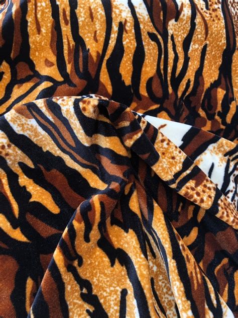 Velvet Tiger Print Way Stretch Fabric Sold By The Yard Etsy