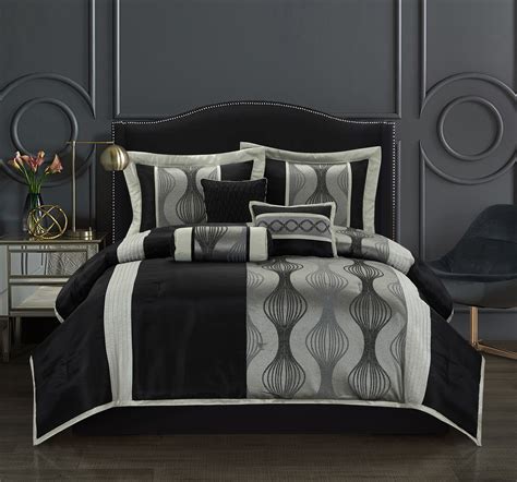 Buy Lanco Moderna Geometric 7 Piece Bedding Comforter Set Black Silver