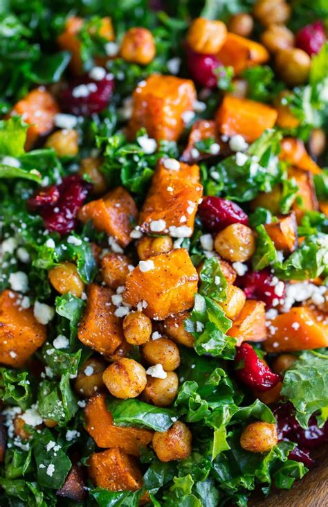 Roasted Butternut Squash Kale Salad With Chickpeas And Cranberries