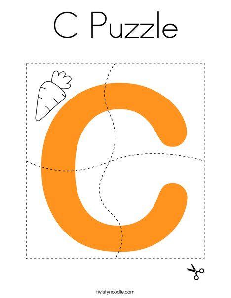 C Puzzle Coloring Page Twisty Noodle Letter C Preschool Alphabet