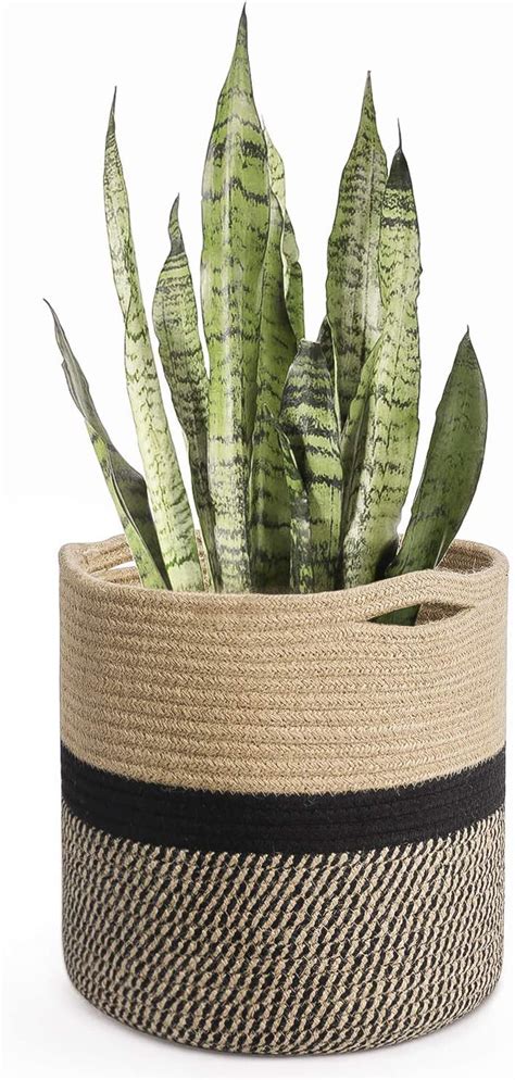 Decorx Sturdy Jute Rope Plant Basket Modern Woven Basket For 10 Flower