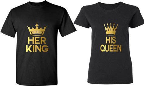 Gildan Her King & His Queen - Matching Couple Shirts - His and Her T ...