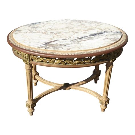 Dubai gold marble stone slab tile backsplash for coffee table kitchen countertop vanity top. Vintage French Louis XVI White Marble Oval Side / Coffee ...