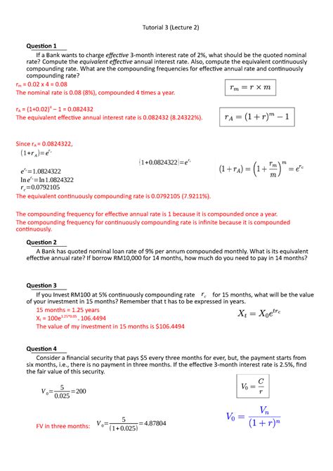 Tut3 Questions And Answers Tutorial 3 Lecture 2 Question 1 If A