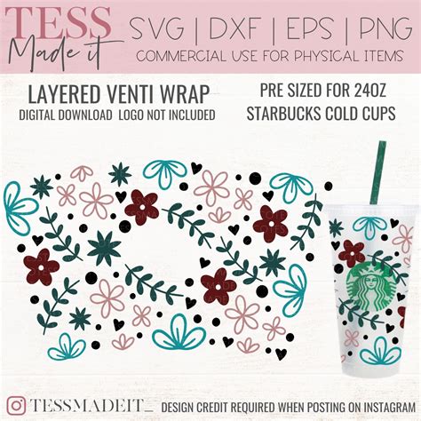 Floral Starbucks Svg Starbucks Cold Cup Svg Tess Made It