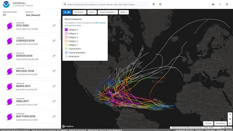 Historical Hurricane Tracks Gis Map Viewer Noaa