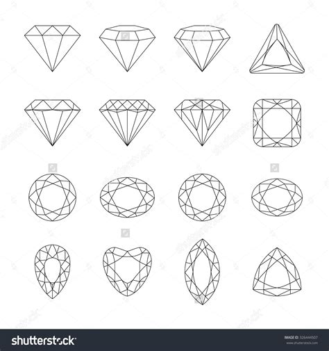 Set of isolated gem stones.Vector set of diamond design ...