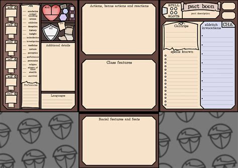 Oc Foldable Custom Character Sheet For Warlocks Download Link And