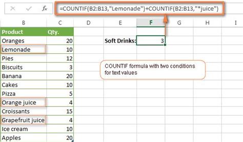 A COUNTIF function to count cells with 2 different text values