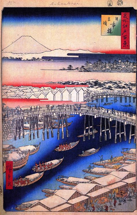 Hirosighe Views Of Edo Clearing Weather After Snow At Nihon Bridge N Japan Art
