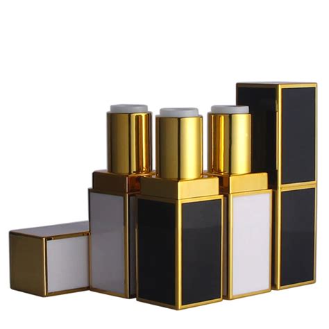 102050pcs Top Grade Blackwhite Square Lipstick Tube With Gold Line Metal Lip Balm Pipe Shell