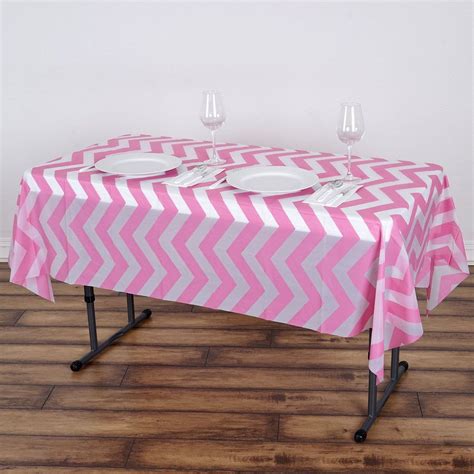 54 x 72 pink 10 mil thick chevron waterproof tablecloth pvc rectangle disposable tablecloth