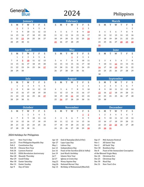 2024 Calendar With Holidays Printable Free