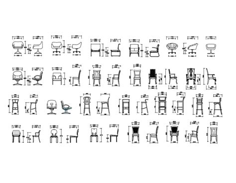 Dynamic Multiple Chairs Elevation Cad Blocks Details Dwg File Cadbull