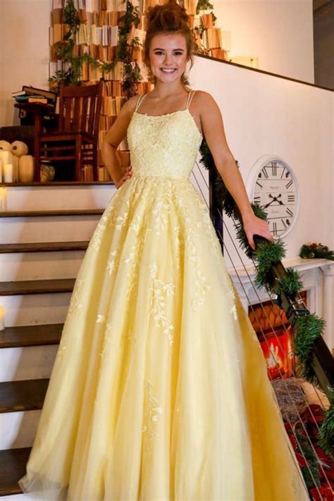 Yellow Lace Prom Dress Evening Gown Graduation Party Dress Etsy