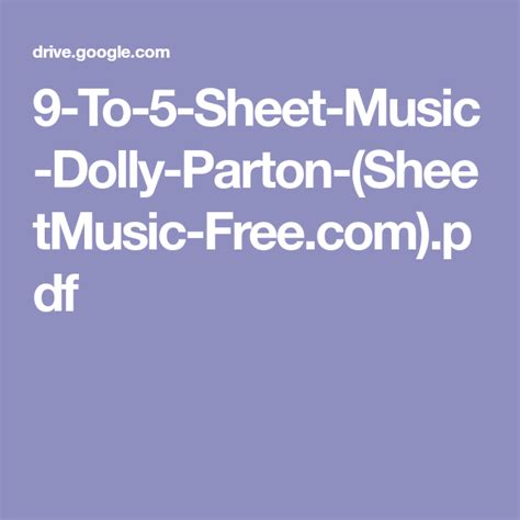 9 To 5 Sheet Music Dolly Parton Sheetmusic Pdf Sheet Music
