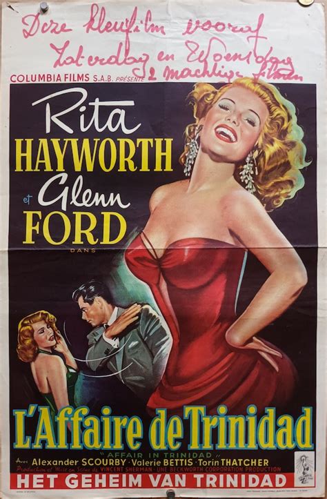 affair in trinidad 1952 original belgian poster rita hayworth fabulous pose movie★ink amsterdam