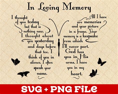 Butterfly In Loving Memory Png T From Heaven Poem Loss Of Etsy