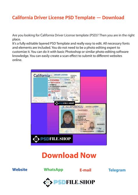 California Driver License Psd Template By Psdfileshop Issuu