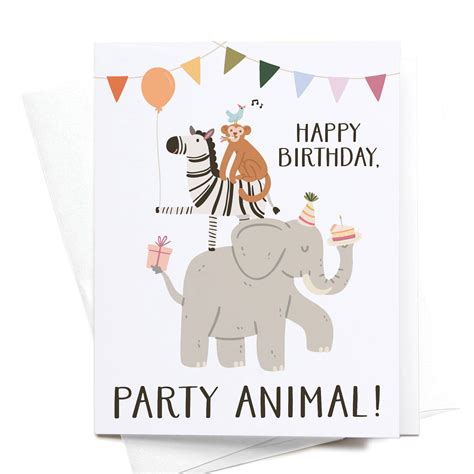 Happy Birthday Party Animal Greeting Card Local Fixture