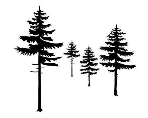 Black And White Pine Trees Modern Minimalist Tree Print Cabin Decor