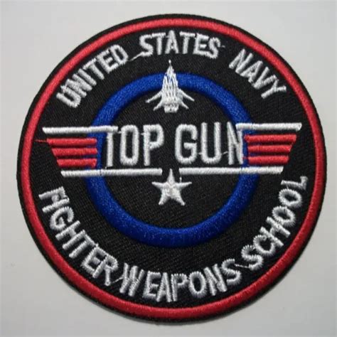 Top Gun Us Navy Pilot Jet Fighter Embroidered Patch3 Roundiron Or