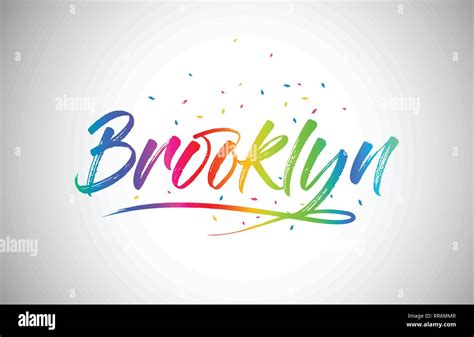 Brooklyn Creative Word Text With Handwritten Rainbow Vibrant Colors And