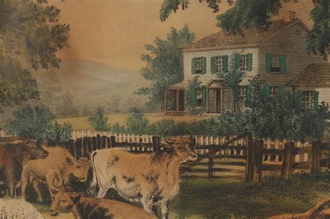 Currier And Ives Hand Colored Lithograph The Old Homestead Ebth
