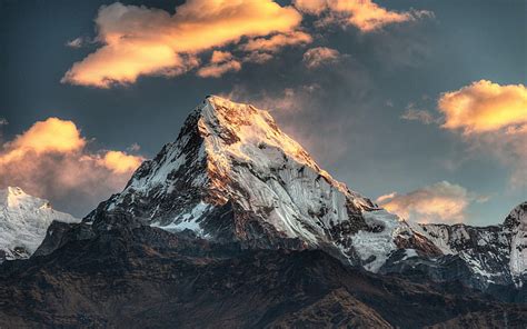 Hd Wallpaper Sunrise Annapurna Massif Himalayas Minimal Mountains