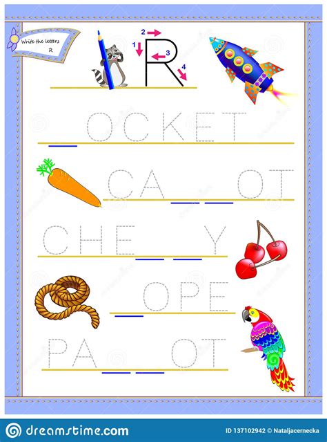 Tracing Letter R For Study English Alphabet. Printable Worksheet For