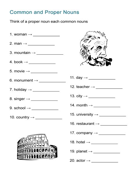 Common And Proper Nouns Worksheet Brainstorming Activity All Esl