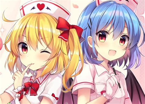 ruhika flandre scarlet remilia scarlet touhou commentary request 2girls d alternate