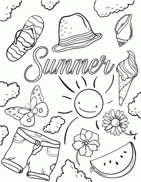 Summer Coloring Worksheets For Kids