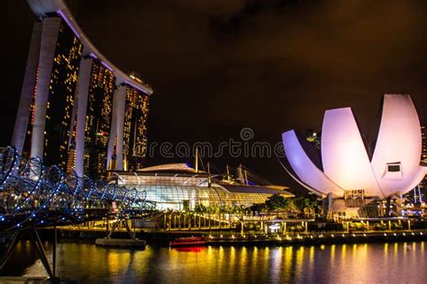Marina Bay Sands At Night Singapore Editorial Stock Image Image Of