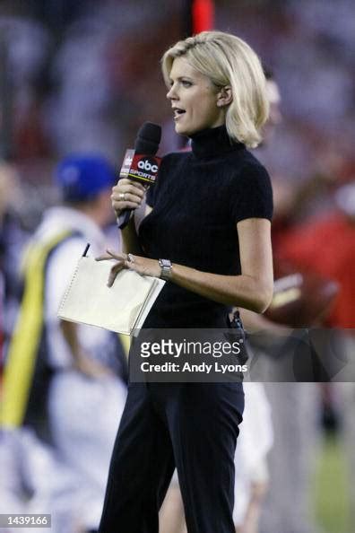 Broadcaster Melissa Stark Of Abc Reports From The Sideline During The