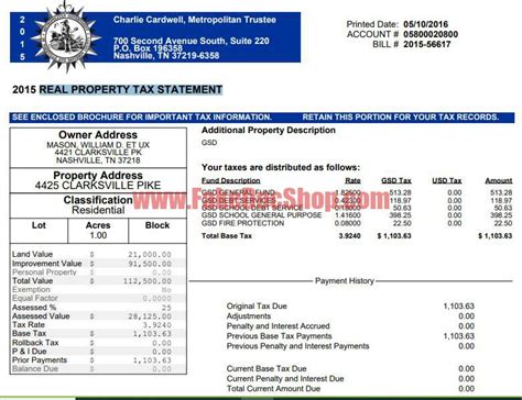 Real Property Tax Statement Template Fakedocshop