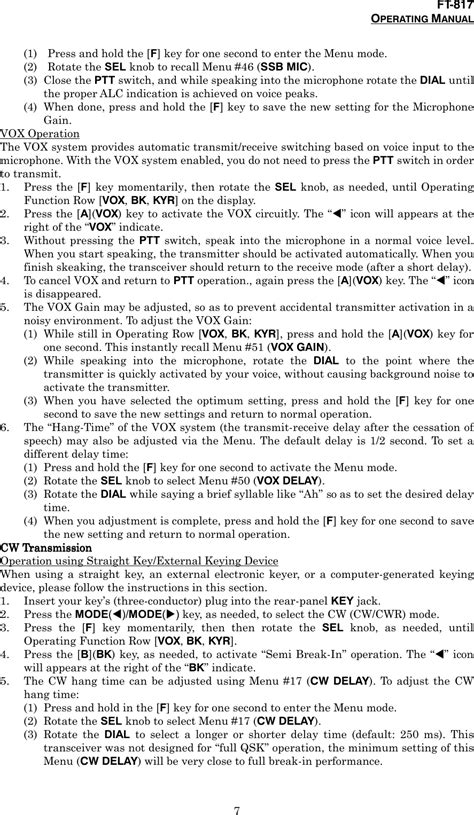 Yaesu Musen FT 817 Scanning Receiver User Manual Instruction Manual