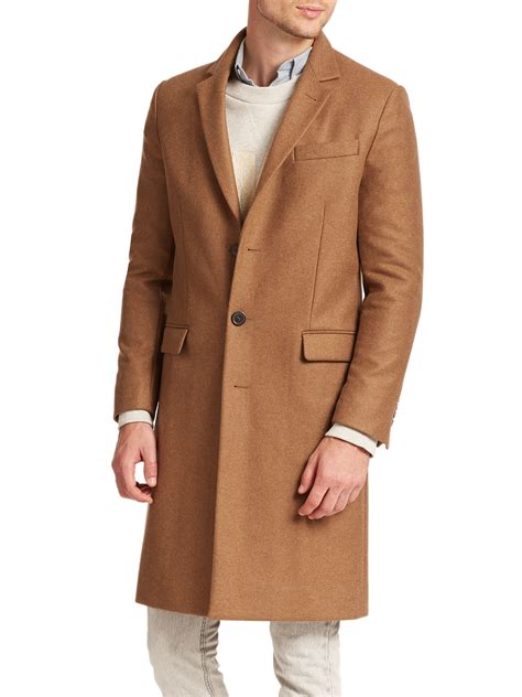 Lyst Ami Wool Blend Overcoat In Natural For Men